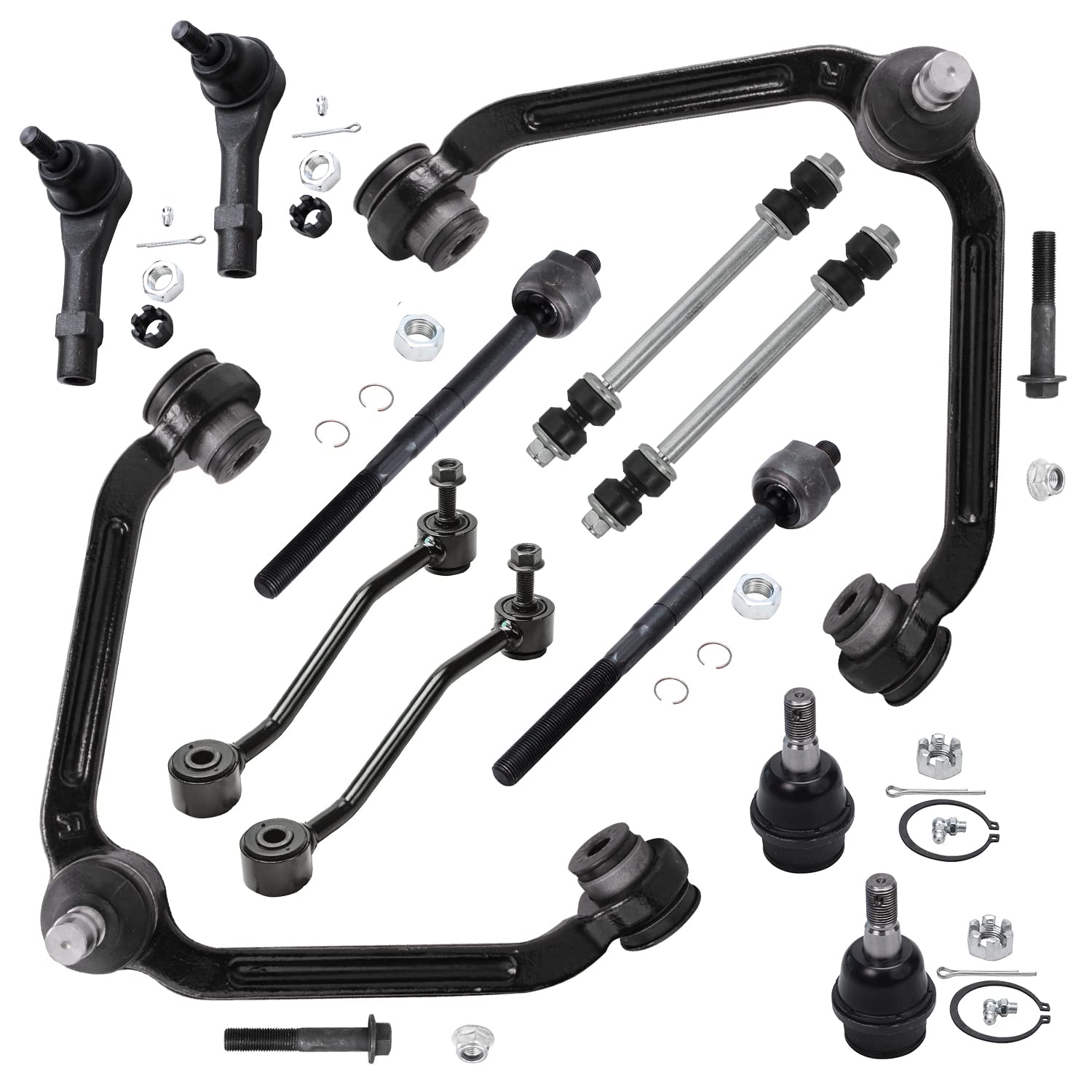 Detroit Axle - 12pc End Kit for 1998-2001 Ford Explorer Mercury Mountaineer 1999 2000, Front 2 Upper Control Arms w/Ball Joints