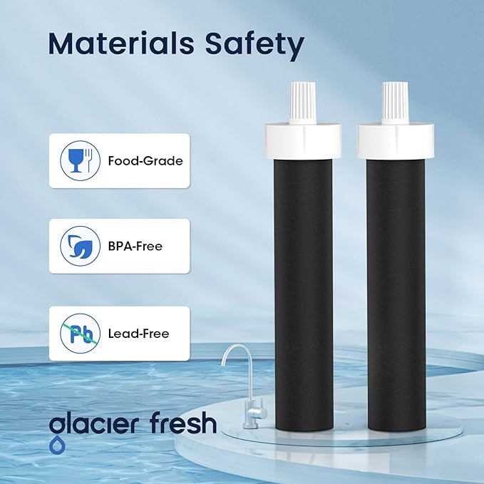GLACIER FRESH Water Bottle Filters, Replacement for Brita BB06, Brita Hard Sided and Sport Water Bottle Filter, 4 Count