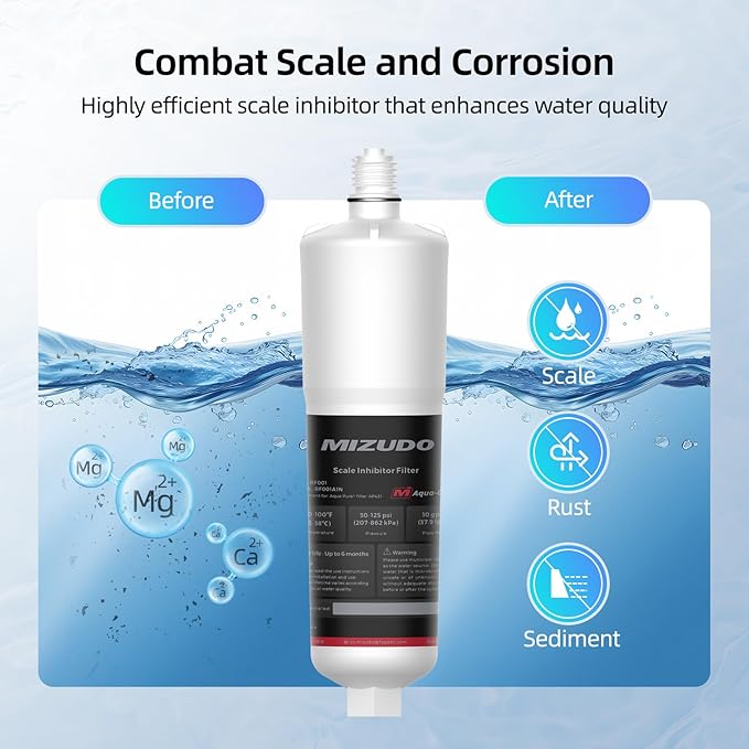 AP431 Replacement Cartridge for Aqua-Pure AP430SS, MIZUDO Whole House Scale Inhibitor, Heater Softener System, Prevents Scale Buildup on Hot Water Heater, Water Softener, 1 Pack