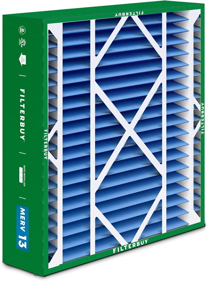 Filterbuy 20x21x5 Air Filter MERV 13 Optimal Smoke & Allergy Defense (1-Pack), Electrostatic Pleated HVAC AC Furnace Filters Replacement for Lennox and Electro-Air (Actual Size: 19.88 x 20.50 x 4.38)