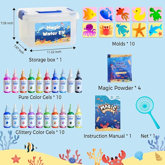 Magic Water Elf Toy Kit - 20 Magic Gels Aqua Water Fairy Pets - DIY Squishy Maker Toys - Creative Art Crafts Kits for Kids Activities - Birthday Gifts for Girls Boys Ages 6 7 8 9 10 Years Old