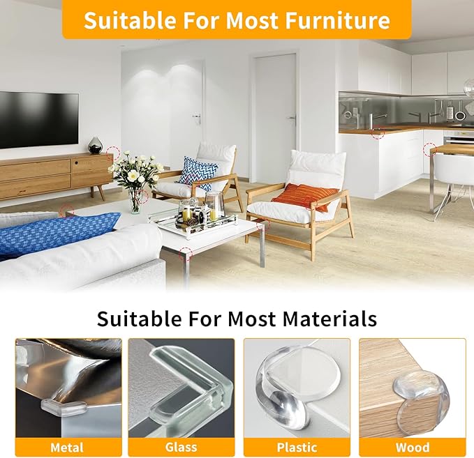 40 Pack Corner Protector Baby, 2 Shapes Baby Proof Corners and Edges, Clear Table Corner Covers Baby, Baby Corner Protector Guards, Corner Guards for Table Edges & Sharp Corners