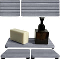 Set of 3 Diatomite Hand Soap Holder, Water Absorbing Stone Tray for Kitchen Countertop, Fast-Drying Bathroom Trays(1pcs 20 x 10cm + 2pcs 10 x 10cm Grey)