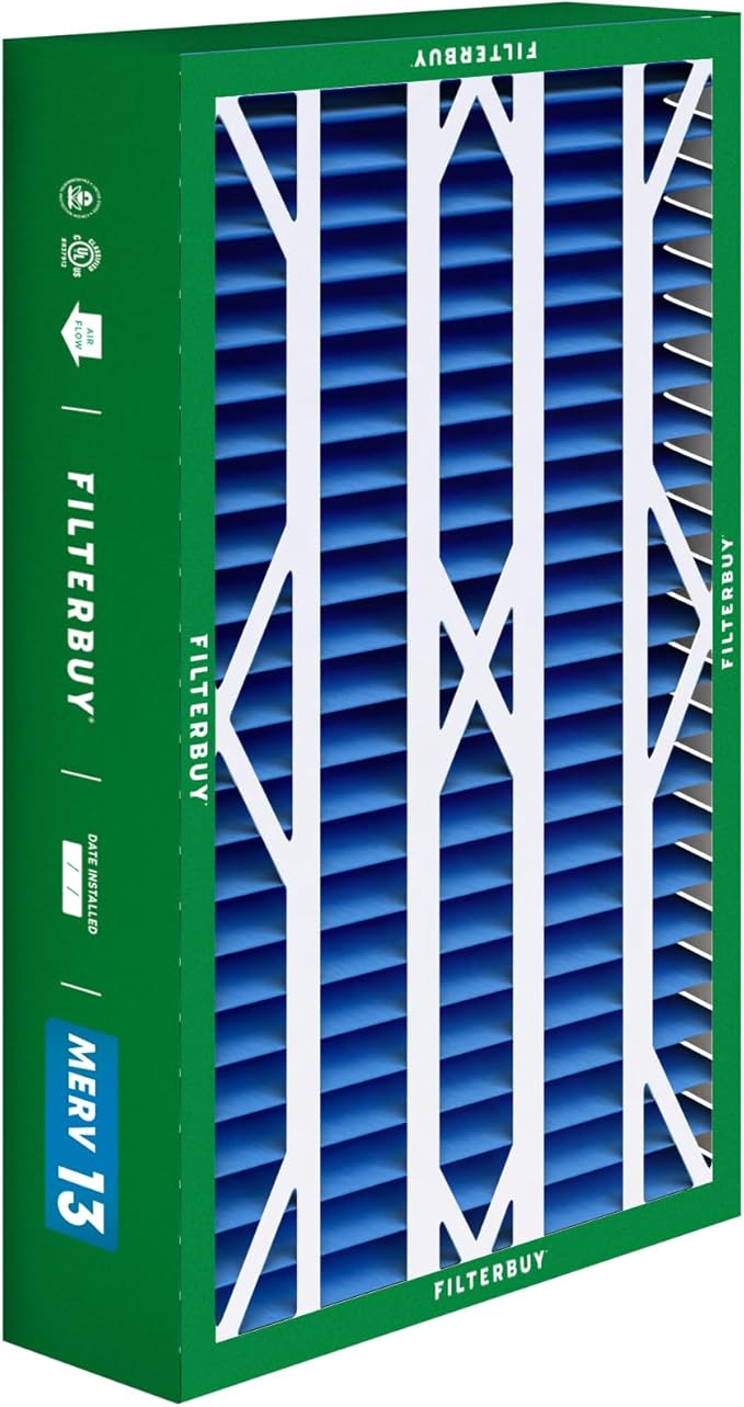 Filterbuy 16x28x6 Air Filter MERV 13 Optimal Smoke & Allergy Defense (1-Pack), Pleated HVAC AC Furnace Filters for AprilAire Space-Gard 401, 2400, & Lennox (Actual Size: 15.50 x 26.88 x 6.00)