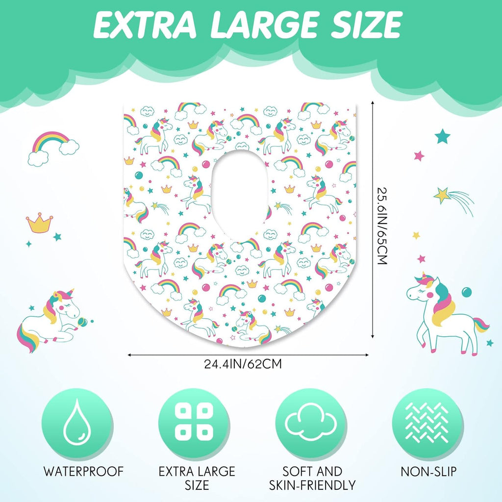 50 Packs Disposable Toilet Seat Covers Extra Large Individually Wrapped for Kids and Adults, Portable Non Slip Waterproof Potty Seat Covers for Toddlers Potty Training, Travel (Unicorn)