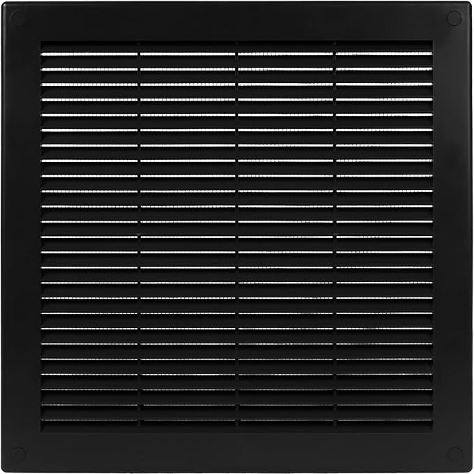 Vent Systems 12'' x 12'' Inch Black Soffit Vent Cover - Pack of 100 - Flat Square Air Vent Louver - Grille Cover - Built-in Insect Screen - HVAC Vents for Bathroom, Home Office, Kitchen 12x12 Inch