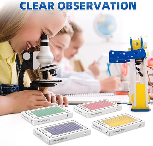 48Pcs Prepared Microscope Slides Specimen Animals Plants Flowers Sample Biological Specimen, Stereo Microscope Slide for Kids Children Students Enlighten Education