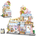 Street View Flower House Shop Mini Building Blocks, MOC Creative Building Toys Cute Panda Building Set for Girls 6-12, Simulation Architecture Construction Toy, Gift Idea for Kids Adults (854 PCS)