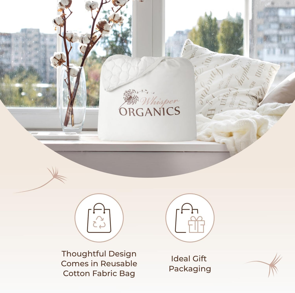 100% Cotton Organic Mattress Pad - Breathable & Cooling Mattress Protector King Size - Premium 300GSM Quilted and Noiseless Machine Washable Organic Mattress Protector (White, King)