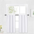 RYB HOME White Kitchen Curtains 30 inch Tier Curtain Treatment for Living Room Privacy Thermal Insulate Shades for Closet RV Camper Basement Window, W 42 in x L 30 in, Set of 2 Panel