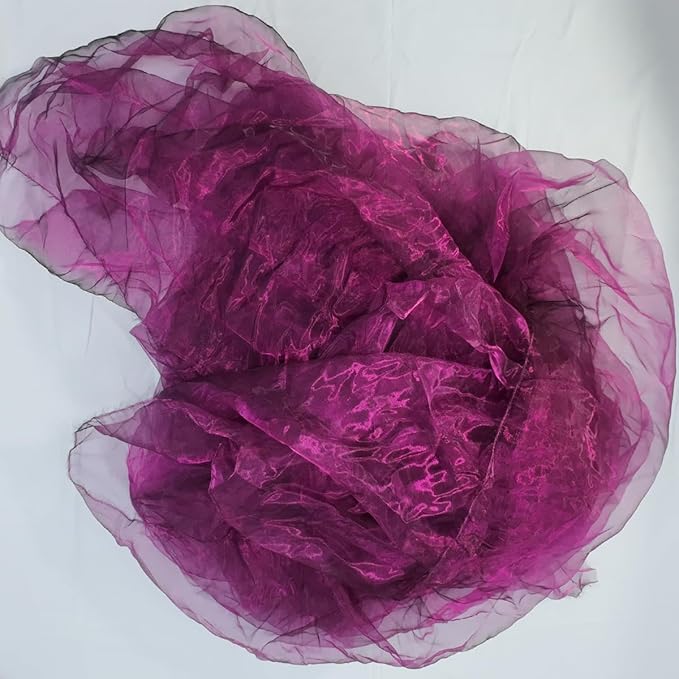 Two-Tone Iridescent Holographic Organza Fabric - 11 Yards | Lightweight Sheer Gauze Voile Tulle | for Dresses, Party Decor, DIY Crafts, Shiny Backdrops(Fuchsia Black)