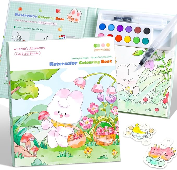 Paint with Water Coloring Books for Kids Ages 3-5, 4-8 – Cute Coloring Book for Teens,Arts and Crafts for Kids Ages 3 4 5 6 7 8+, Birthday Gift Toys for Girls Boys,Travel Toys -Rabbit