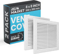 Repa Market 8 x 8 Inch (Outer) White Square Air Vent Cover - Pack of 2 Plastic Fresh Air Intake Vent - AC Cover with Nylon Mesh Screen, Wall, Ceiling HVAC Return Air Register, Modern Soffit Vents
