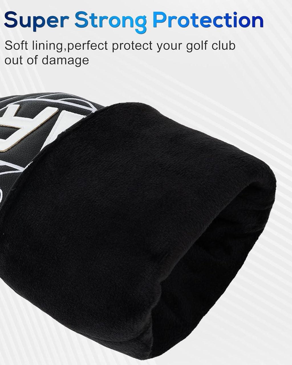 Big Teeth Golf Club Covers Full Set Driver Headcover Fairway Wood Hybrid Golf Club Iron Head Covers, Topographic Edition Putter Cover Leather Golf Head Covers Pure Black, Gifts for Men