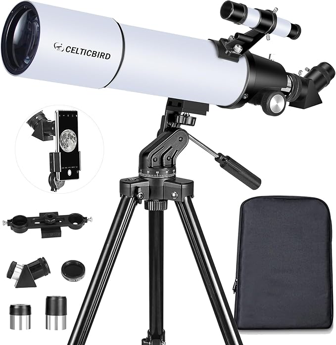 Telescope for Adults High Powered, 80mm Aperture 600mm Telescopes for Adults Astronomy, Travel Telescopio for Beginners with AZ Mount, Backpack, Phone Adapter, Moon Filter