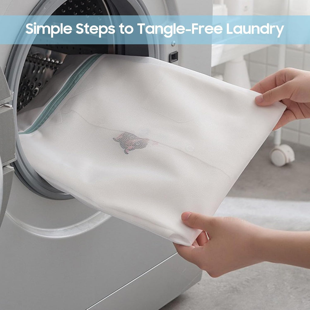 4 Pcs Large Mesh Laundry Bags for Delicates Intimates Lingerie with Zipper 2 Pcs 20” x 24”, 2 Pcs 24” x 24”
