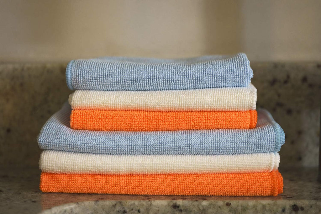 Tricol Clean Certified Recycled Microfiber Cleaning Cloths, Made from Plastic Bottles (12 x 12 in Cloths) Pack of 12