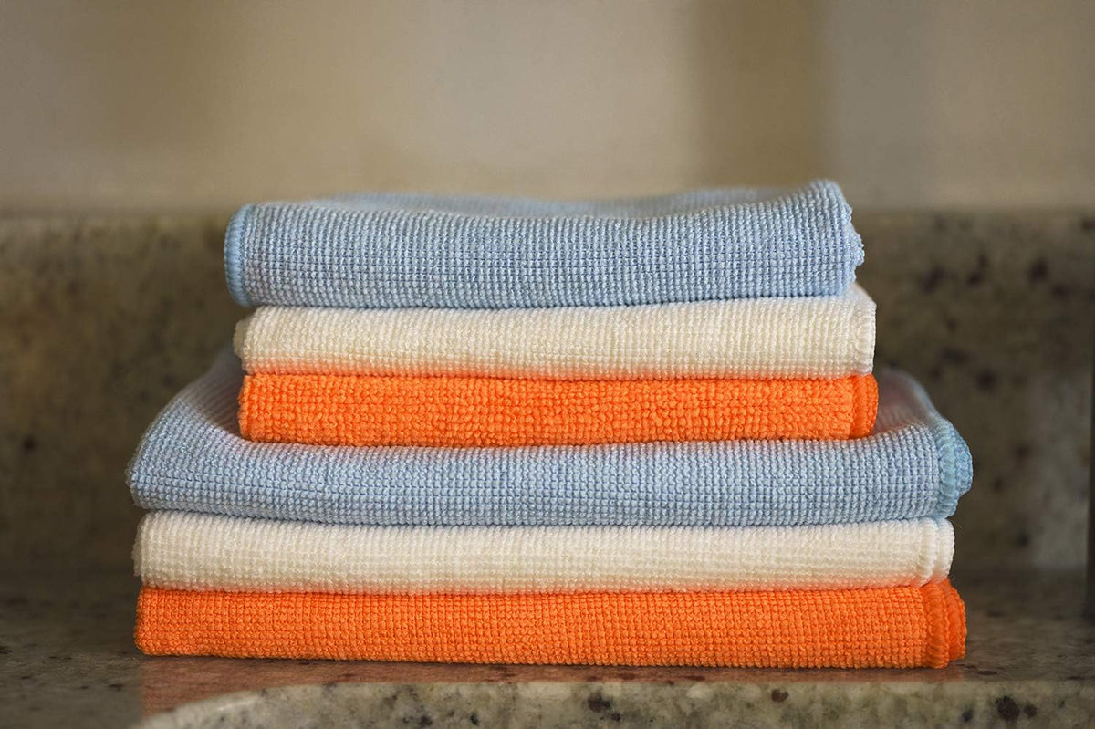 Tricol Clean Certified Recycled Microfiber Cleaning Cloths, Made from Plastic Bottles (12 x 12 in Cloths) Pack of 12