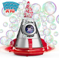 Rocket Bubble Machine for Kids with Lights, 360° Rotating Bubble Blower Toy with 10 Refill Solutions, Bubble Maker for Toddlers, Fun Outdoor Party Gift for Boys & Girls RED