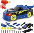 Take Apart Toy Racing Car for Kids Age 3+ Year Old, 2 in 1 Build Your Own Car with Realistic Sounds & Lights, Construction Vehicle Toys with Electric Drill, Ideal Gitfs for Boys(4 Spare Screws)