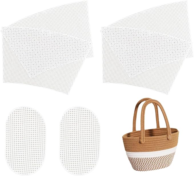 2 Sets Crochet Bag Canvas Sheets, Clear Mesh Plastic Canvas Sheets for Crochet Bucket Bag Making, Embroidery, Acrylic Yarn Crafting Projects (White)