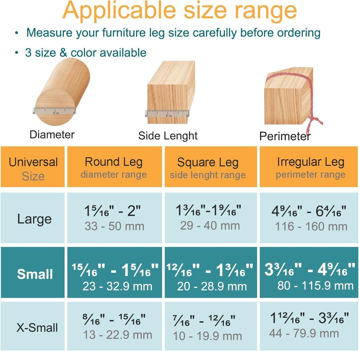 16 Pcs Chair Leg Protectors for Hardwood Floors, Silicone Felt Furniture Leg Cover Pad for Protecting Floors from Scratches and Noise, Smooth Moving, Small(Fit Round Diameter：5/16" to 1-5/16")