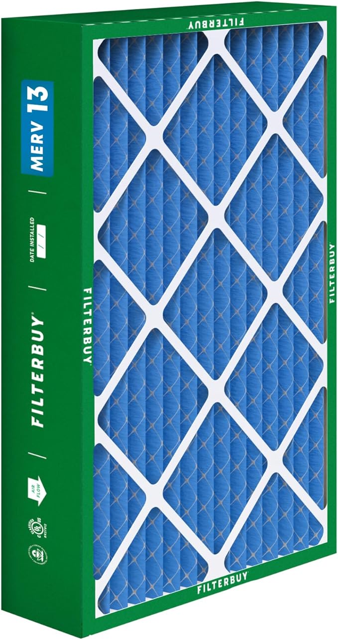 Filterbuy 17x26x4 Air Filter MERV 13 Optimal Smoke & Allergy Defense (1-Pack), Electrostatic Pleated HVAC AC Furnace Filters Replacement for Lennox (Actual Size: 16.56 x 25.94 x 4.13)