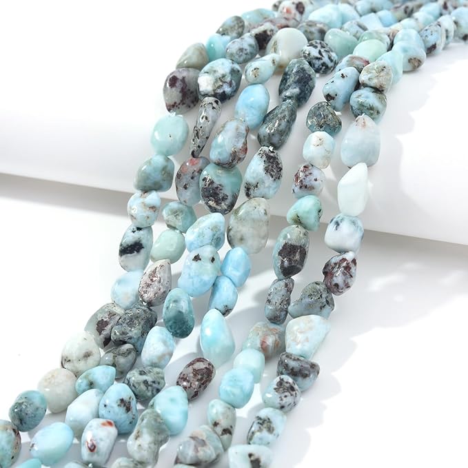 Larimar Pebble Nugget Oval Free Tumbled Stone 6-8mm Natural Gemstone Loose Beads Approx 15.5 inch for DIY Jewelry Making