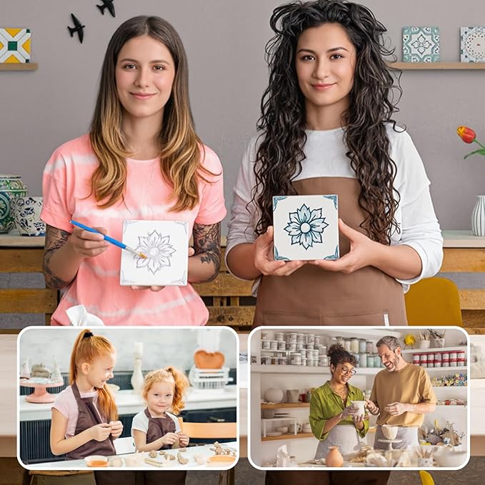 Air Dry Clay for Adults - Pottery kit for Beginne,Air Dry Clay w/Air Dy Clay Tools,White Dry Clay,Sculpting Tools, Gloss Varnish,DIY Plate Making Kit for Arts & Crafts,Christmas Gift