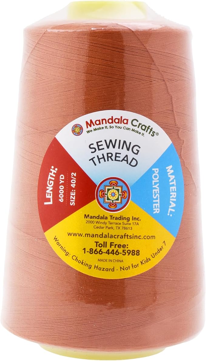 Mandala Crafts 4 Pack of Serger Threads Cones Spools - 40S/2 24000 Yards Polyester Rust Threads for Sergers Machine and Overlock Quilting Sewing Machine