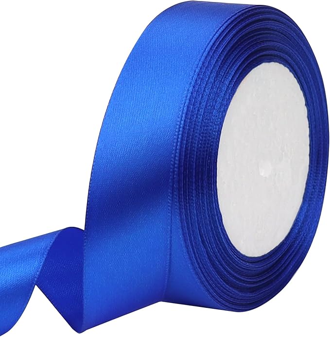 Blue Solid Satin Ribbon 1 Inch 25 Yards Solid Polyester Fabric Ribbon for Gift Wrapping Wedding Christmas Baby Shower Birthday Party Decoration Handmade Immortal Flower Craft