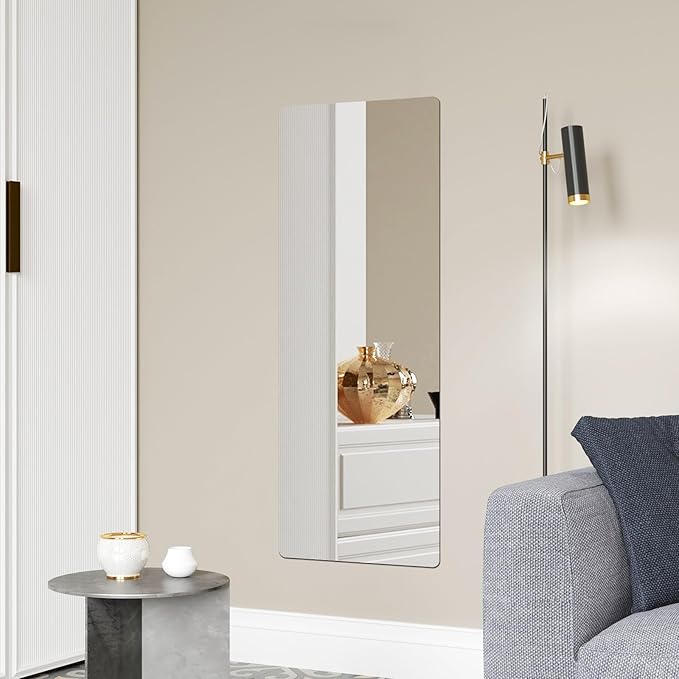 Acrylic Self Adhesive Mirror Sheet for Wall, Plastic Non Glass Sticky Kid Safety Mirror Tiles for Wall 16x47 inch 4 Pcs
