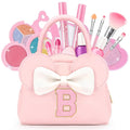 Kids Real Makeup Kit for Girls - 18Pcs Non-Toxic Washable Make Up Toys with Initial Toddler Purse - Personalized Birthday Gifts for Age 3 4 5 6 7 8 9 10 Years Old Girls Vanity Set - B
