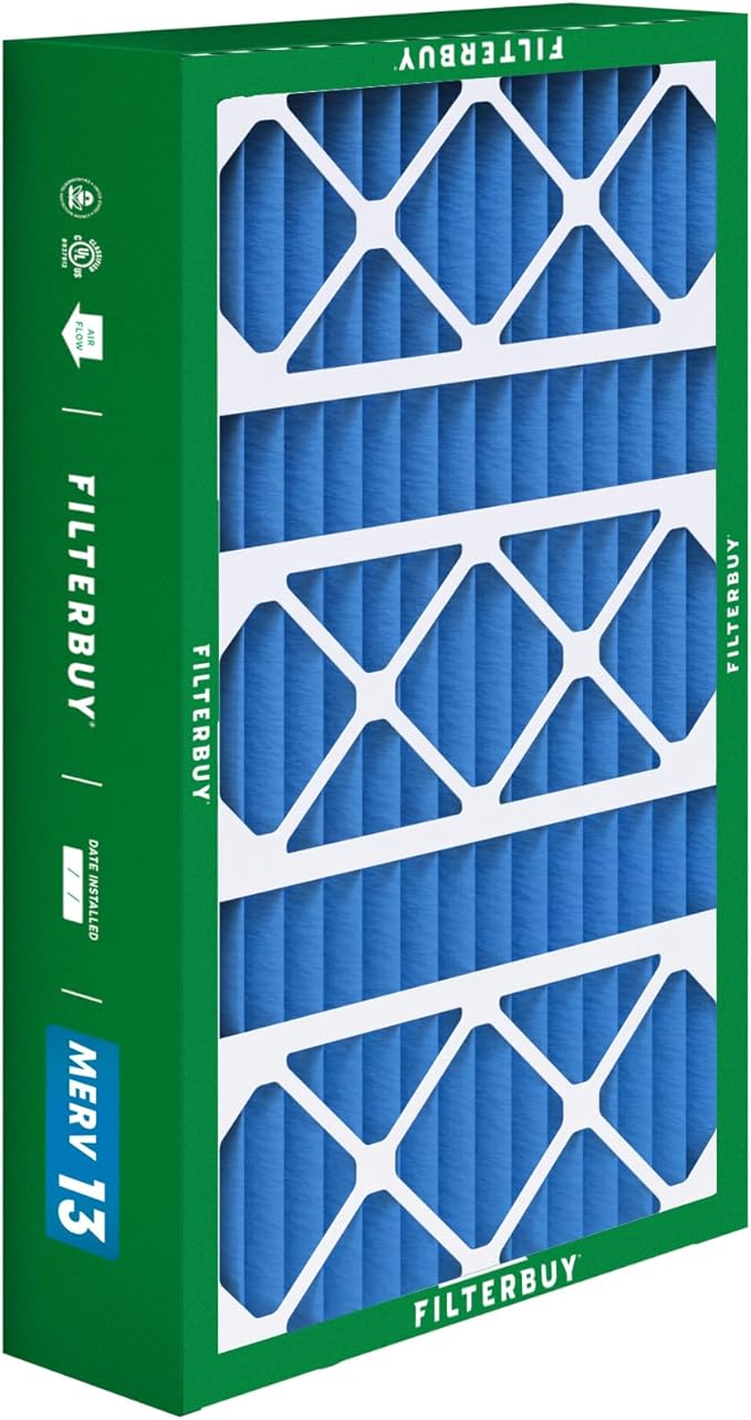 Filterbuy 15.75x27.63x3.50 Air Filter MERV 13 Optimal Smoke & Allergy Defense (1-Pack), Pleated HVAC AC Furnace Filters for AprilAire Space-Gard 104 & 2140 (Actual Size: 15.69 x 27.56 x 3.50)