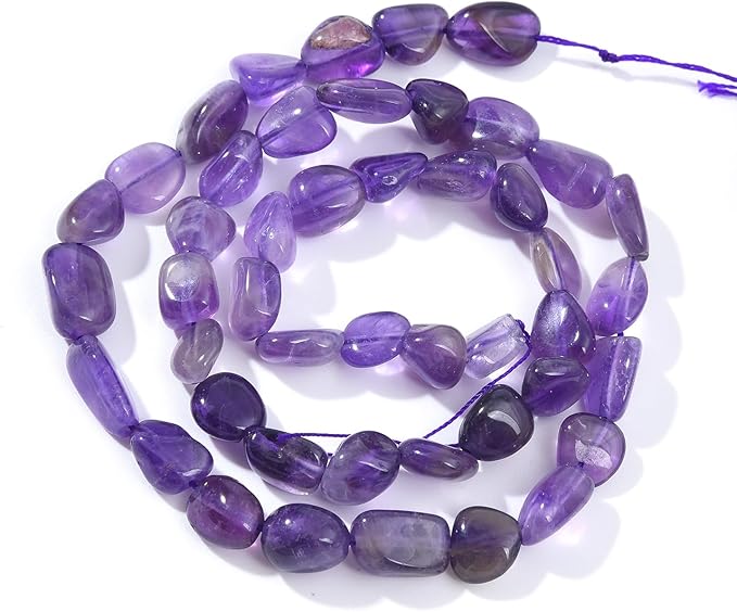 Purple Amethyst Pebble Nugget Oval Free Tumbled Stone 6-8mm Natural Gemstone Loose Beads Approx 15.5 inch for DIY Jewelry Making