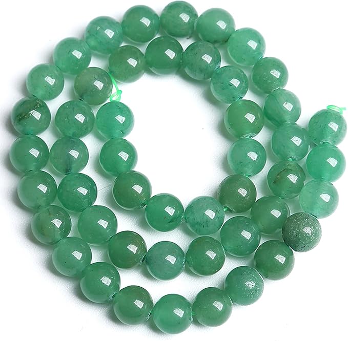 120PCS 6MM Natural Green Aventurine Beads Natural Gemstone Crystal Energy Stone Beads for Jewelry Making DIY Bracelet Necklace 2 Strand 32"