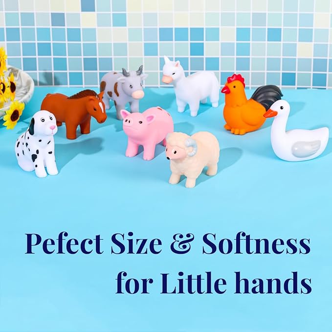 XY-WQ Bath Toys No Hole, for Infants 6-12& Toddlers 1-3, No Hole Bathtub Toys (Animal Ⅱ, 8 Pcs with Mesh Bag)