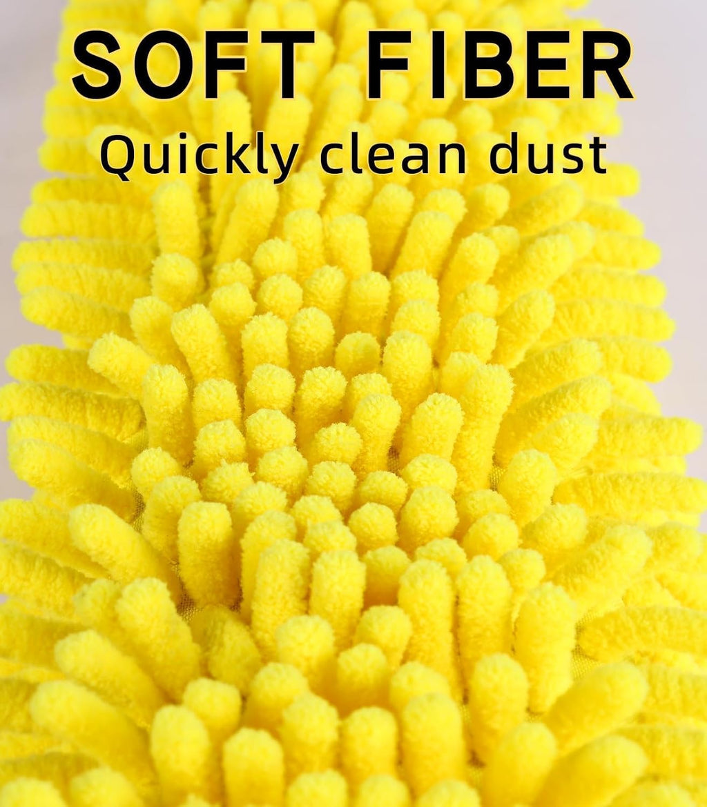 Flexible Fan Blade Cleaner Chenille Duster, Washable Hand Duster for High Ceiling, Removable & Bendable Brush Head Fits All Extension Poles with Standard US Acme Thread (Pole Sold Separately)