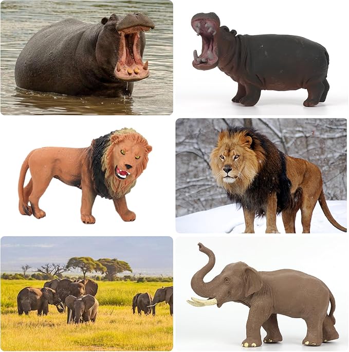 Peagrav Safari Animal Playset - Realistic Figurines, Wild Ranger, Adventure Station, African Jungle Animals for Kids