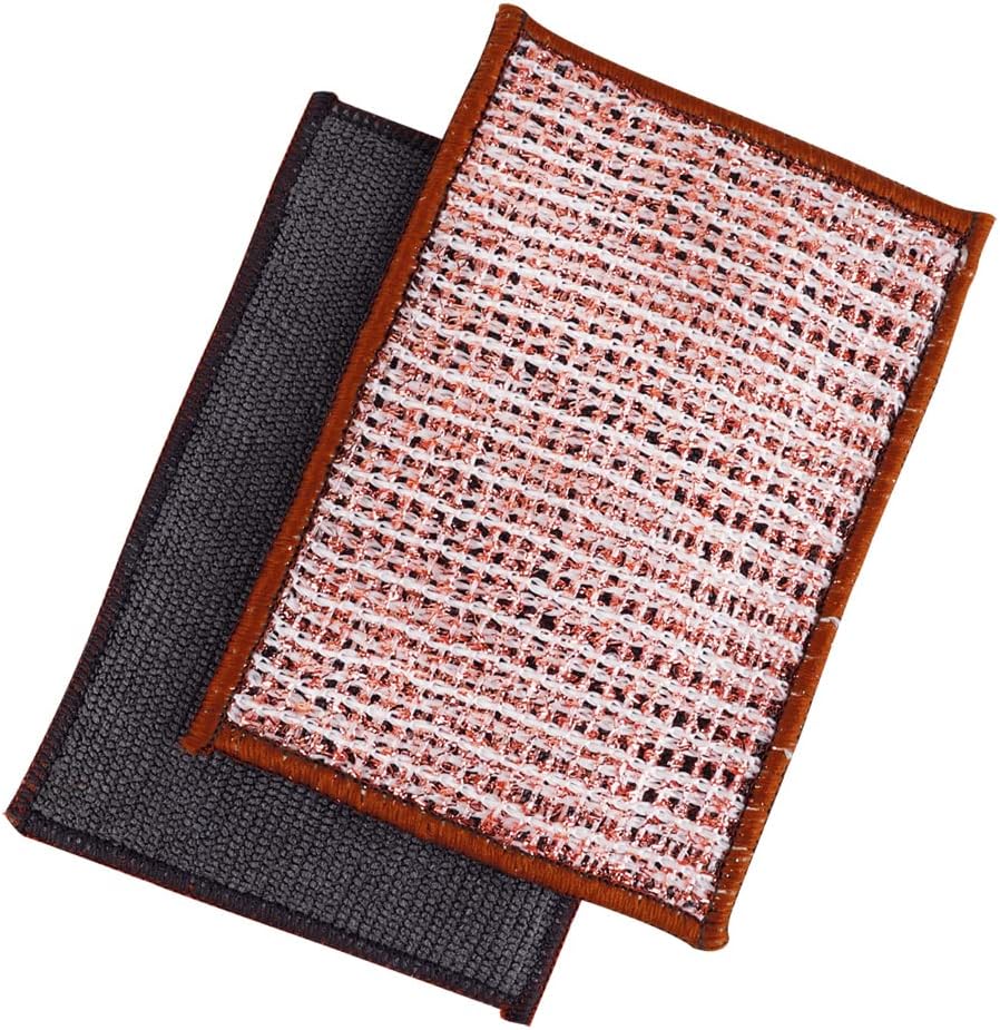 Redecker 2-Ply Woven Copper Scrubbing Cloth & Microfiber Cleaning Wipe – Dual-Surface, Non-Scratch, Reusable & Machine Washable Real Copper Pad for Kitchen & Home