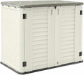 HOMSPARK Storage Shed Weather Resistance, Multi-Purpose Outdoor Storage Cabinet for Backyards and Patios, 26 Cu.ft Capacity Horizontal Storage Shed for Bike, Lawnmower, Trash Cans, Patio Accessories