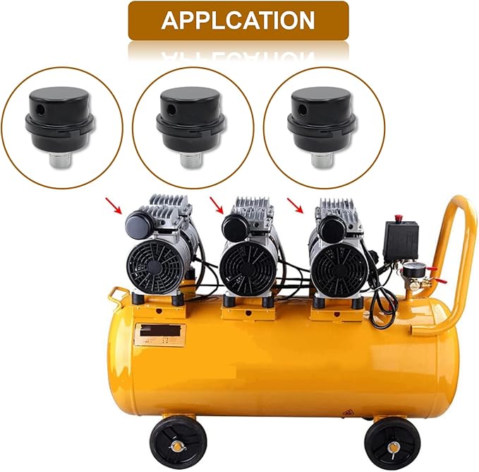 Pack of 2 Air Compressor Silencer with Replacement Elements, 1/2" Thread Air Compressor Intake Filter Silencer, 20mm Metal Air Compressor Filter Noise Muffler Replacement Parts