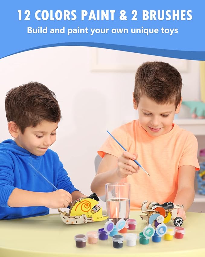 Poraxy 5 Set STEM Kits for Kids Ages 8-10, Toys for Ages 8-13, 3D Wooden Puzzles, Educational Engineering Arts Crafts Science Building Kits, Gifts for Boys and Girls 7 8 9 10 11 12 13 Year Old