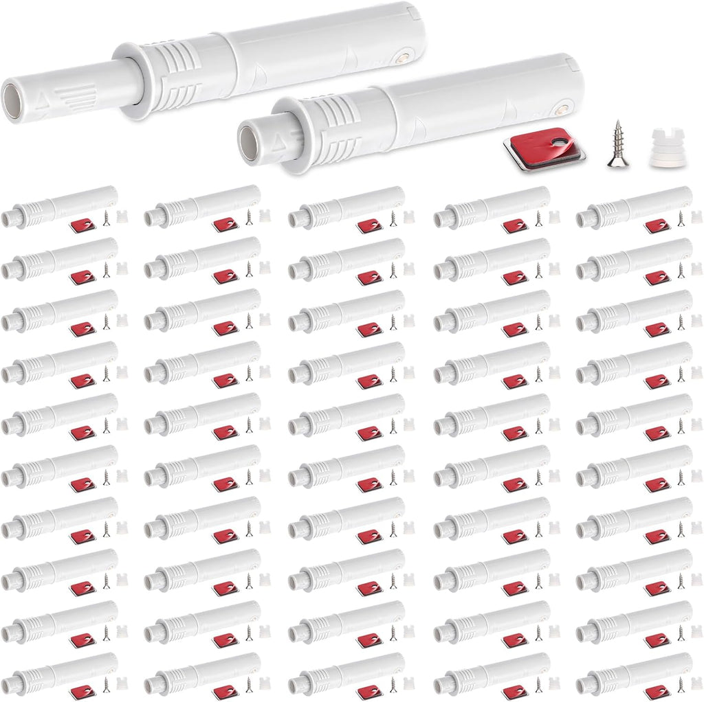 Lounsweer 50 Pack Magnetic Push Latches for Cabinet Door 2.87 Inches Short Push to Open Cabinet Hardware Pop up Lock Magnetic Latch for Closet Cupboard Wine Rack Dresser Drawer Sliding Door(White)