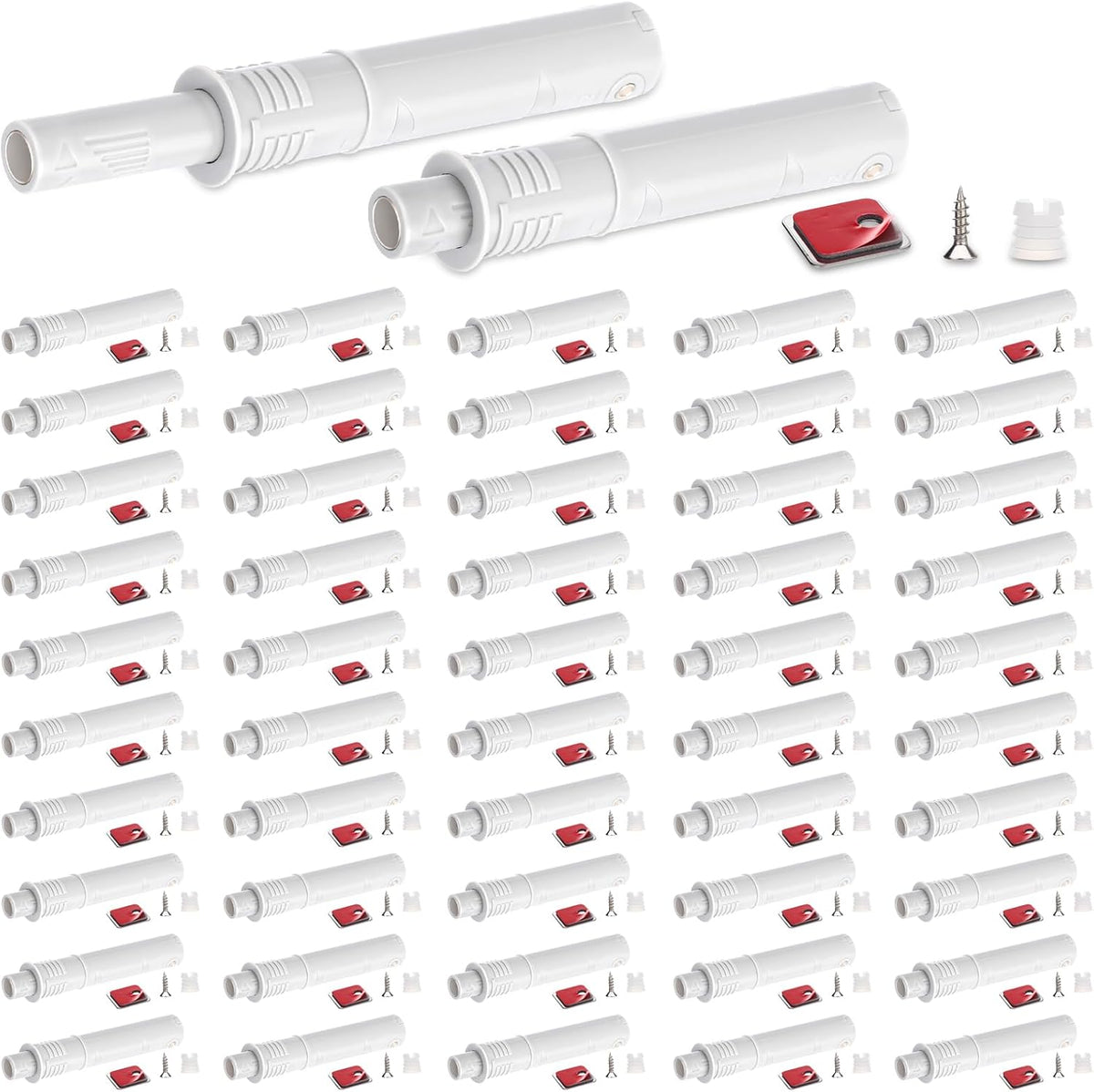 Lounsweer 50 Pack Magnetic Push Latches for Cabinet Door 2.87 Inches Short Push to Open Cabinet Hardware Pop up Lock Magnetic Latch for Closet Cupboard Wine Rack Dresser Drawer Sliding Door(White)