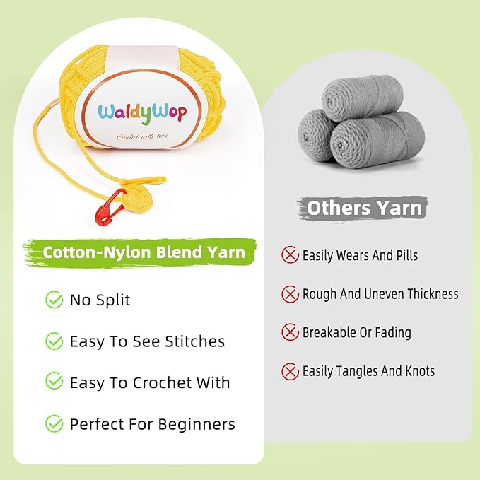 WaldyWop Beginners Crochet Kit for Kids & Adults w/Positive Card - Easy Crochet Starter Kit w/Pre-Started Yarn, Step-by-Step Video Tutorials - Craft Kits, Birthday Gifts for Girls Women, Cute Corn
