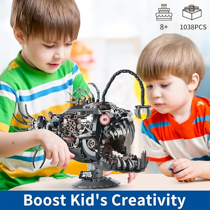 XITALAXU Mechanical Fish Building Sets,Ocean Animal Collection Toy,Adults Home or Office Decor,STEM Building Gift for Teens Boys and Girls 8-14 (1038PCS)