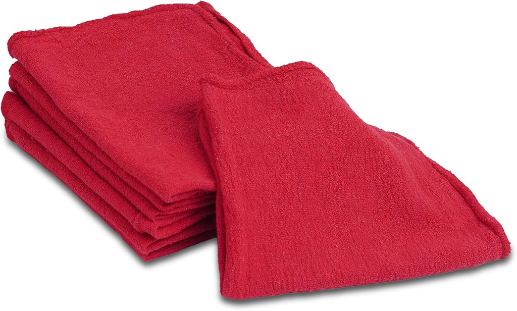 Cotton Shop Towels - Pack of 50 Cleaning Rags 12'' x 14'' - Super Soft and Absorbent Shop Rags for House - Multipurpose Cleaning Towels for Automobiles, Industries, Garage