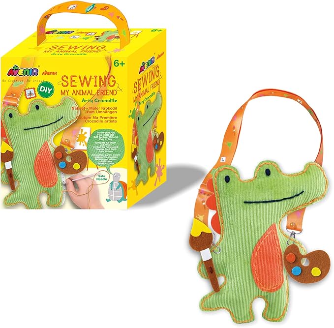 Avenir Sewing Kit for Kids Birthday Gifts for Kids Aged 6 Corduroy Fabric With Shoulder Strap Safe Needles Pre-cut Felt Easy DIY Arts and Crafts for Boys and Girls Stuff No Mess with Full Instructions