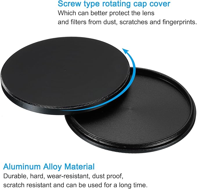 PATIKIL 55mm Lens Cap, Camera Lens Cap Cover Universal Lens Filter Stack Cap Front Metal Protective Case Cover with Cleaning Cloth for Photography Camera Filter